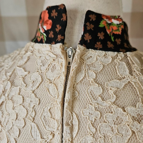 Vtg 60s 70s Hippie Brown Floral Prairie Maxi Dress Lace Ruffles Romantic Boho S - Picture 7 of 8